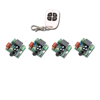 

A B C D Key Mini AC220V 1CH RF Wireless Remote Control Switch System 4CH Transmitter + 4Receivers Toggle/Momentary 315/433mhz