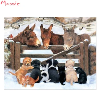 

Dogs and donkeys 5D diamond mosaic full square diamond embroidery animal needlework diamond painting cross stitch home decor