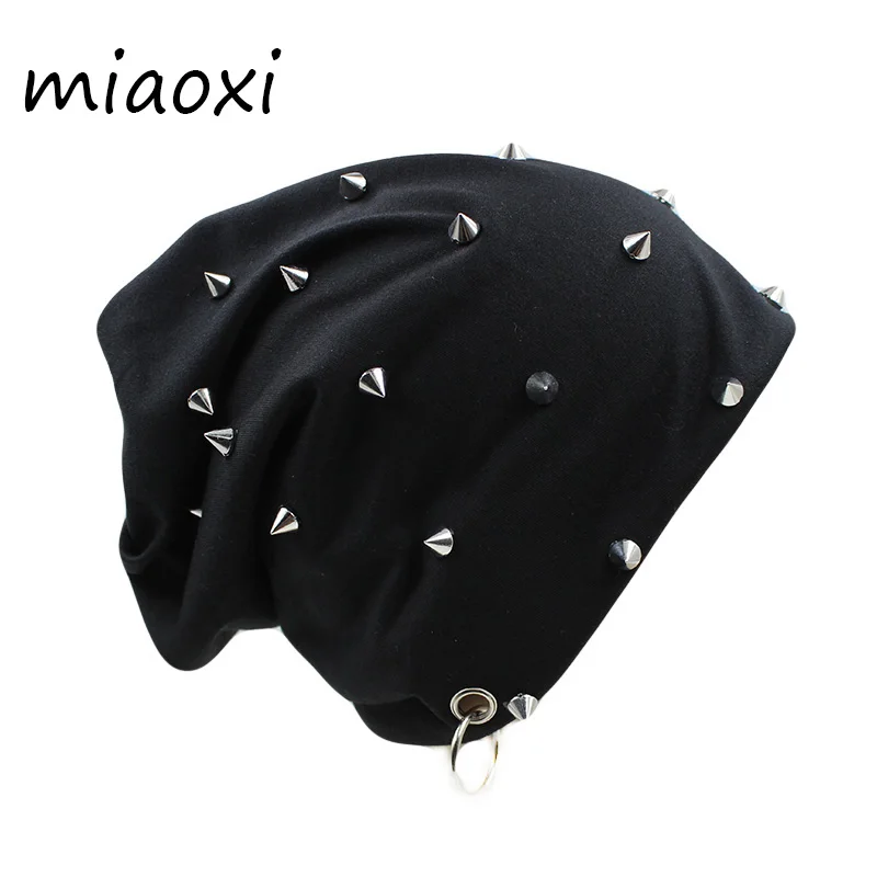 

miaoxi Hip Hop New Fashion Rivet Hoop Warm Winter Men Hat Women Autumn Adult Fashion Beanies Caps For Boy's Brand Bonnet Sale