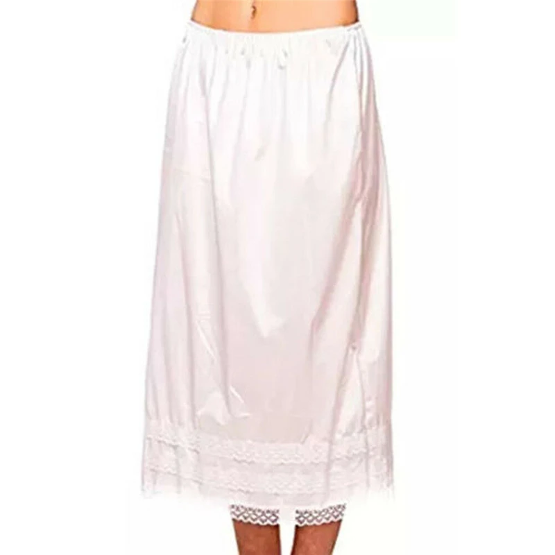 

Длинная Юбка-миди с кружевным подолом, однотонная атласная Гладкая эластичная Свободная юбка с заниженной талией