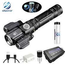 Torche Super lumineuse déformable 1T6 + 2XPE, Zoomable, 4 modes d'éclairage, alimenté par batterie 18650, pour le camping et la chasse