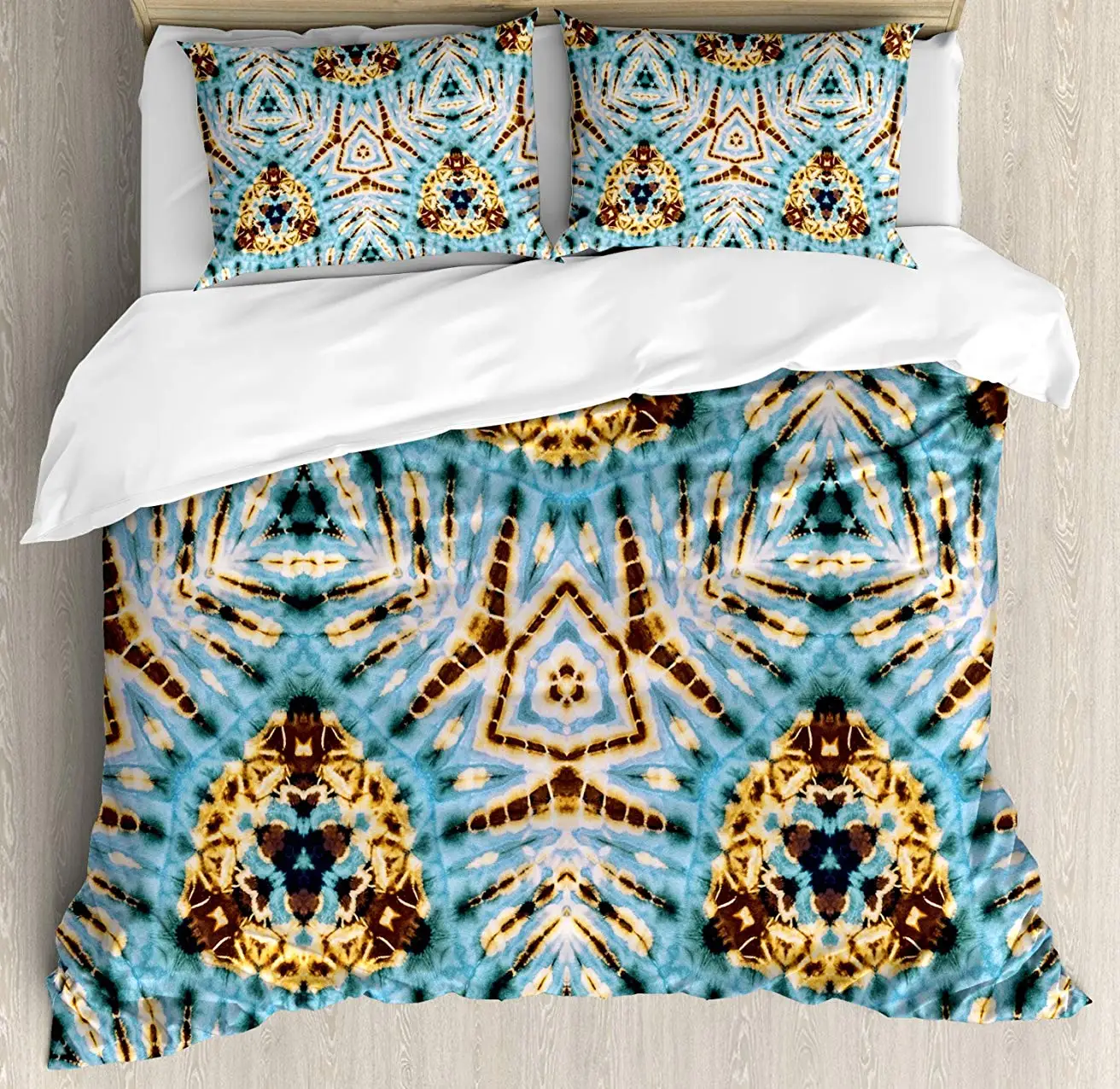 

Tribal Duvet Cover Set Tribal Stylized Trippy Shapes with the Dirt Grungy Paint Reflections Artisan Print 3 Piece Bedding Set