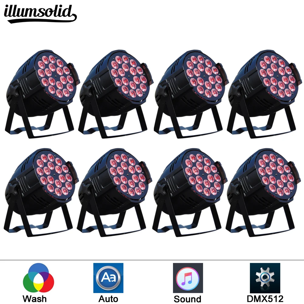 

8pcs/lot LED 18X12W DJ PAR Light RGBW DMX512 Stage Lighting Disco Projector for Home Wedding Party Church Concert Dance Lighting