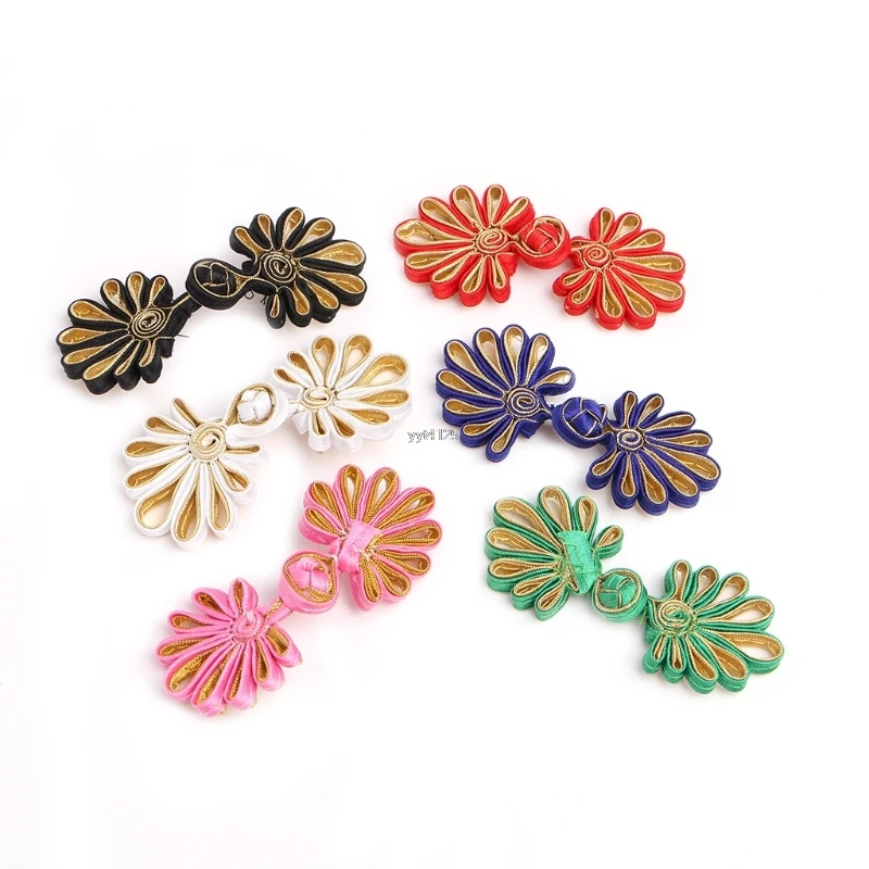 5 Pairs Flower Frog Knot Closure Button Fastener Crafts for Clothes Bag Decor