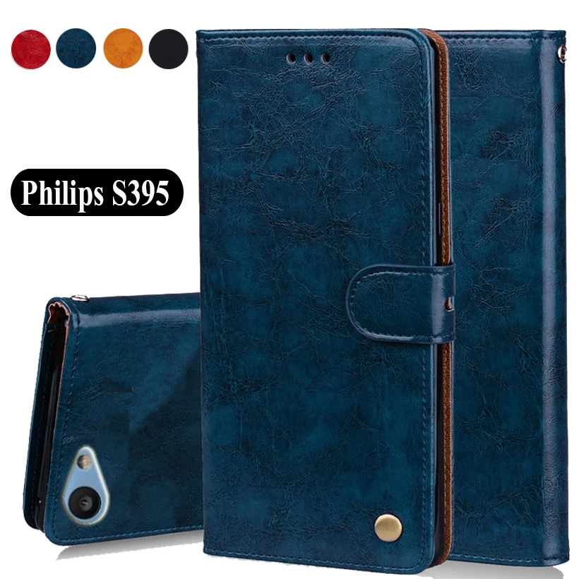 

Luxury PU Leather Slip-resistant Flip Wallet Case For Philips S395 Case 5.72" Back Cover Book Case Bags W01