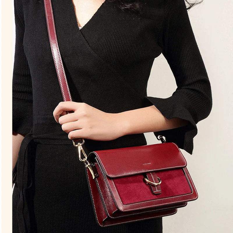 

Genuine Leather Women Fashion Flap Vintage Female Bag High Quality Messenger Bag Luxury Handbags Shoulder Bag Summer 2019