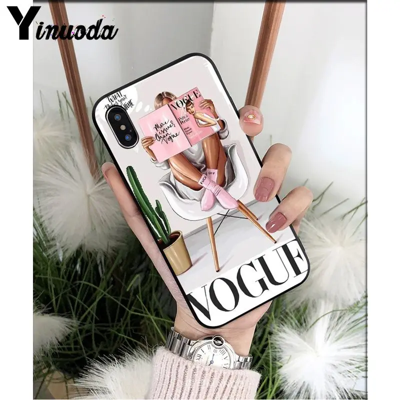 Yinuoda VOGUE, Рождественская Принцесса, девочка, босс, кофе, чехол для телефона Apple iPhone 8, 7, 6, 6S Plus, X, XS, MAX, 5, 5S, SE, XR, чехол