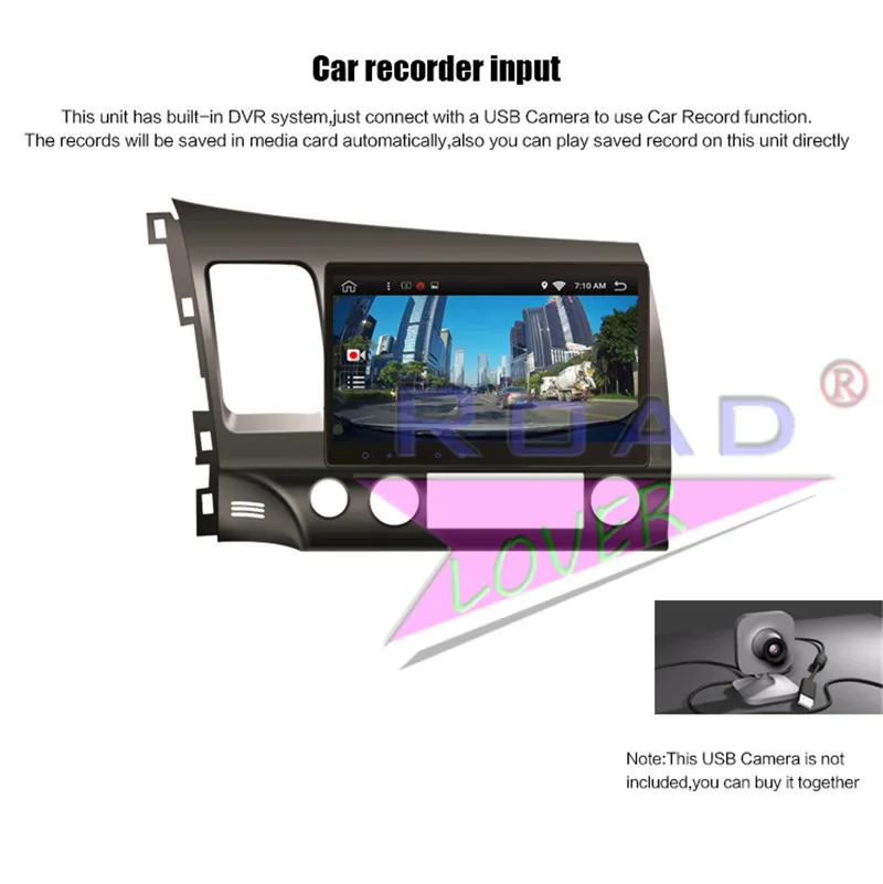Perfect Roadlover Android 8.1 Car Multimedia Player Radio For Honda Civic 2006-2011 Stereo GPS Navigation Automagnitol Double Din NO DVD 17