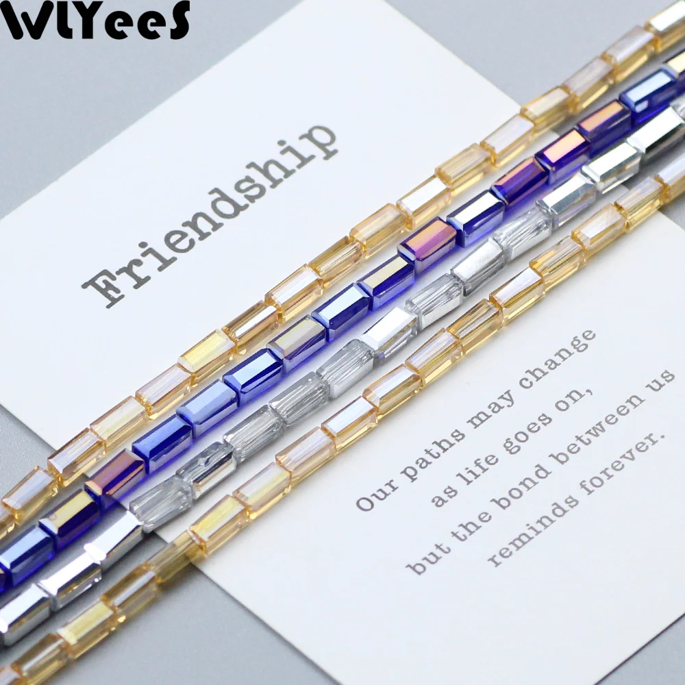 

WLYeeS 3*6mm Austrian Rectangle crystal beads 80pcs Square Loose Spacer Beads for Jewelry Necklace Earrings Bracelet Making DIY