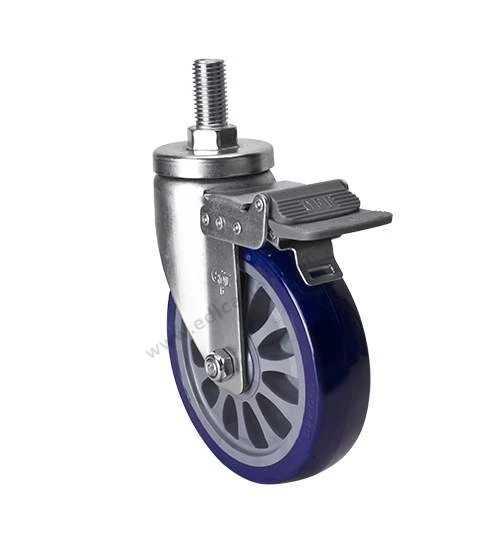 

1PC EDL Heavy 6 Inch Casters Wheels 250Kg Polyurethane Wheels Castors Thread Screw Bearing Brake Locking Industrial for trolley