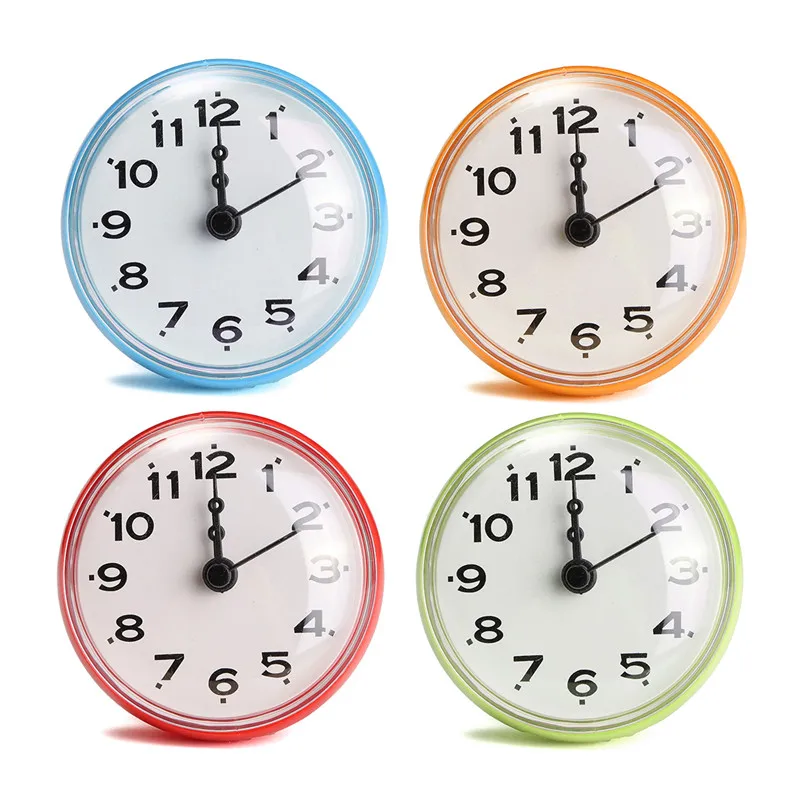 

Kitchen Bathroom Bath Waterproof Shower Wall Mini Clock Watch Suction Cup Battery Operated Living Room ABS+Rubber