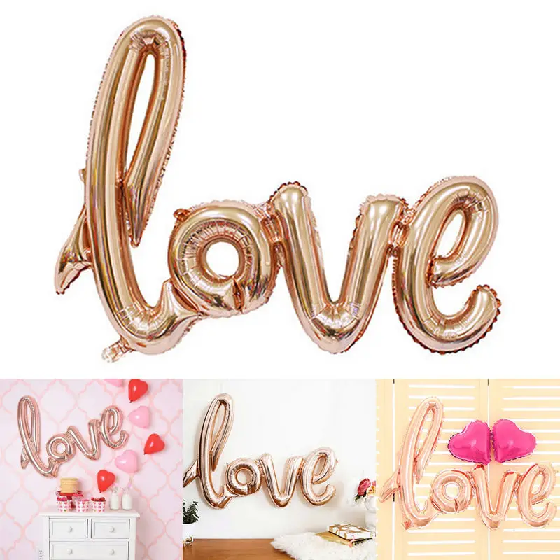 JX-LCLYL 42" Rose Gold Script Love Letter Foil Balloon For Wedding Engagement Decor