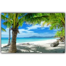 Тропический пляж морской пейзаж плакат Искусство Шелковый плакат украшение дома картина гостиная обои