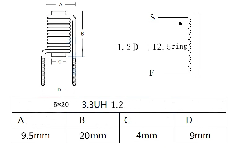 10 шт. магнит индуктор 5*20 провода D1.2 12,5 кольцо 3.3UH R стержень индуктивности
