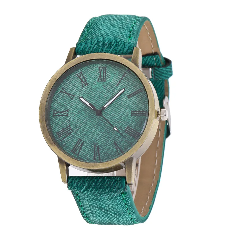 Модные брендовые кварцевые часы в римском стиле с простым рисунком, женские повседневные винтажные кожаные часы для девочек, детские наручные часы, подарки, часы - Цвет: Зеленый