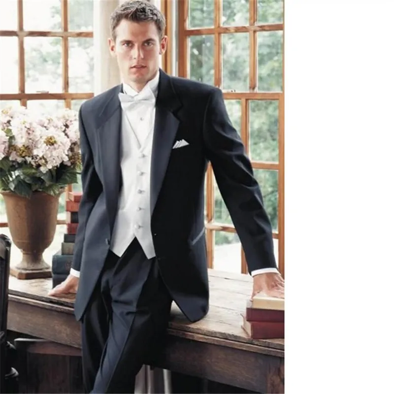 2019 Latest Coat Pant Designs Black Wedding Suits for Men
