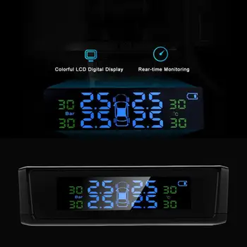 

1Set Smart Car TPMS Tyre Pressure Monitoring System Solar Power Charging Digital LCD Display Auto Security Alarm System New
