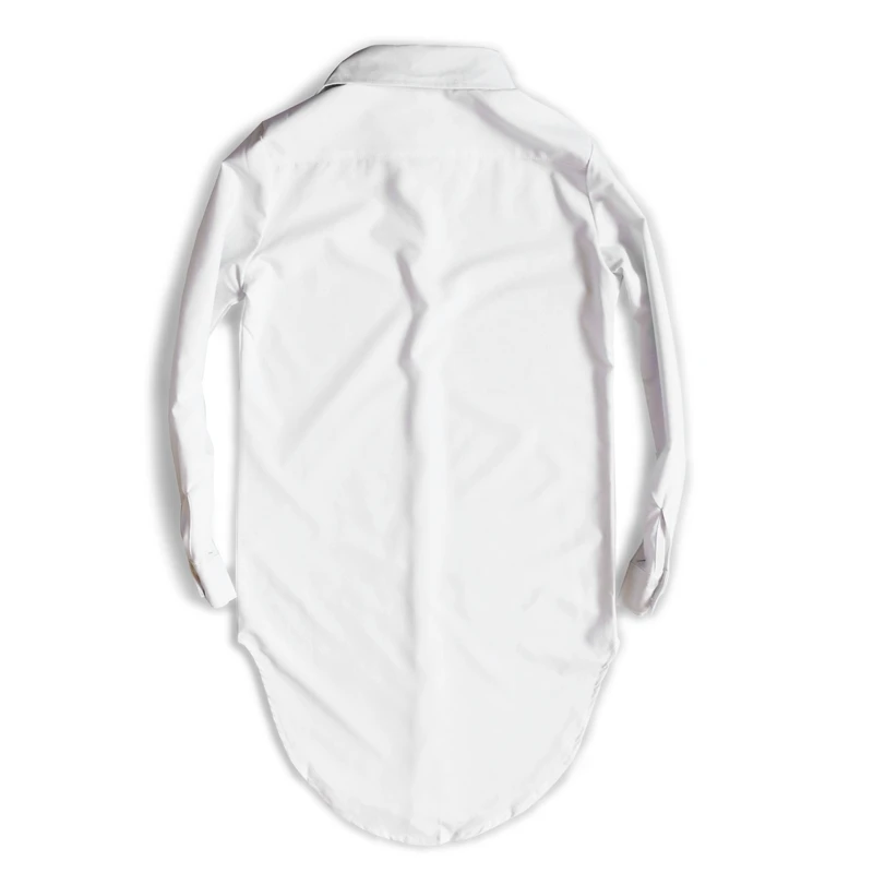 2015 fashionable casual male slim medium-long plus size slim shirt white non-mainstream shirt male