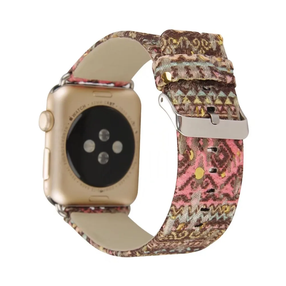 Кожаный ремешок с цветочным принтом для часов Apple Watch 42 мм 38 мм замена наручные часы браслет для Iwatch 3 2 1 ремень