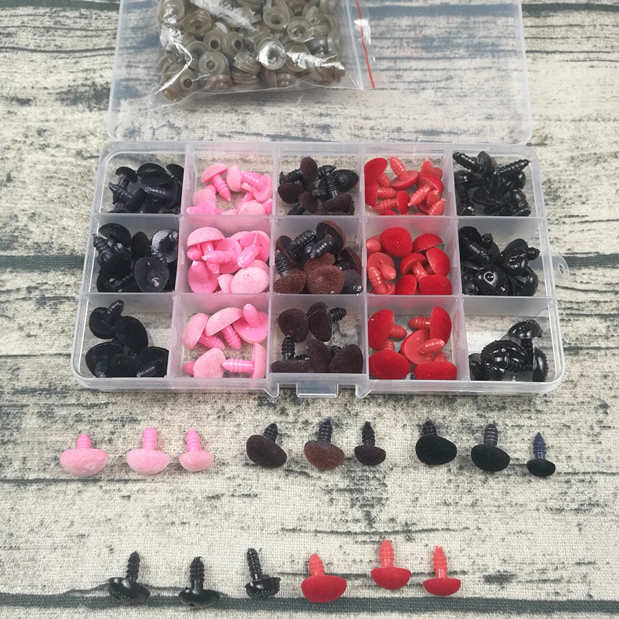 

132pcs/bag Multicolor Velet Doll Nose Safety eyes For Teddy Bear Stuffed Toys Snap Animal Scrapbooking Puppet Dolls Craft eyes