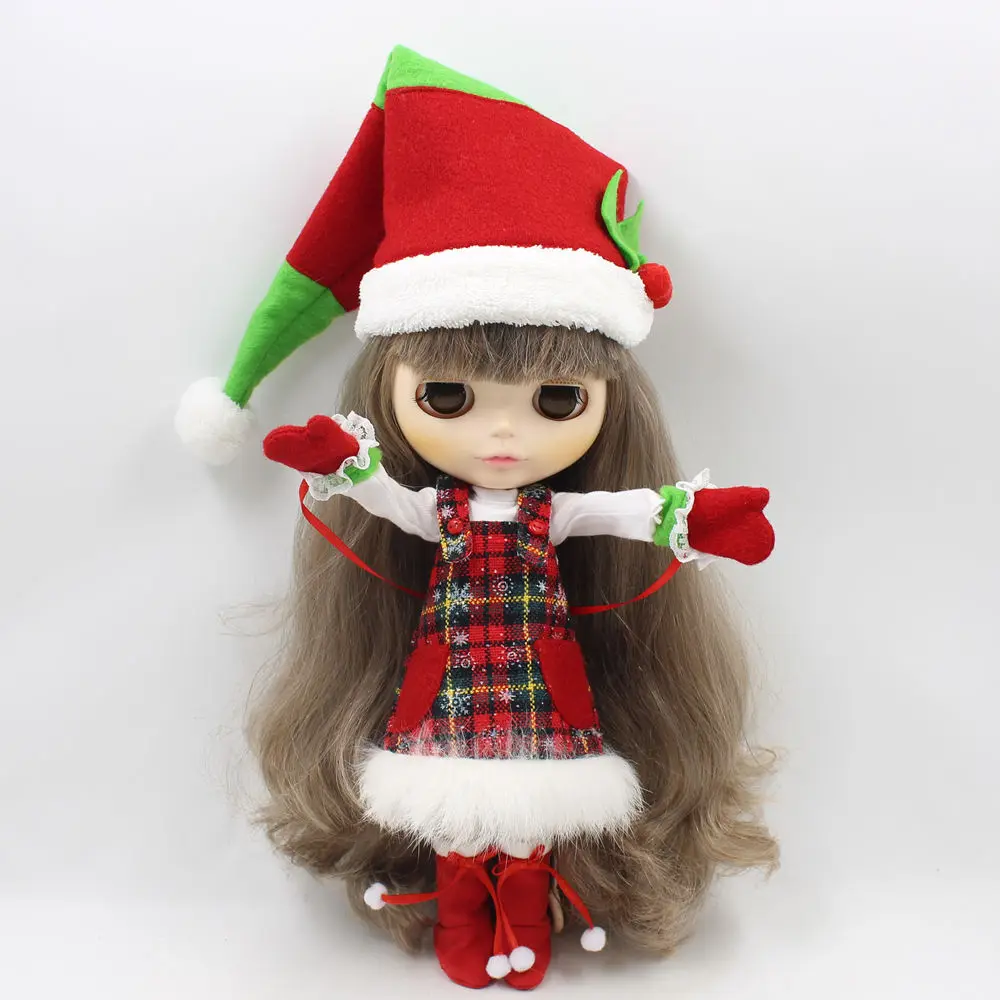 Наряды для куклы Blyth, комплект, наряд Санта-Клаус со шляпой, Рождественский костюм для косплея на 1/6 год, BJD pullip licca