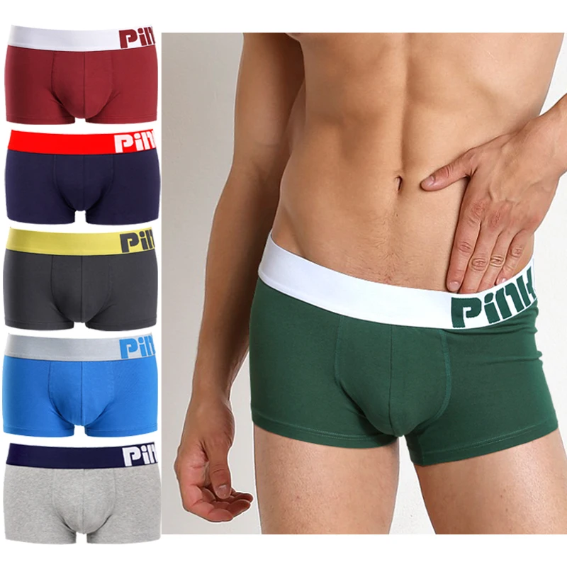 

5Pcs Pack/Lot Pink Hero High Quality Cotton Soft Men's Boxer Sexy Fashion Male Underpants Panties Shorts Man Pouch XXL Casual
