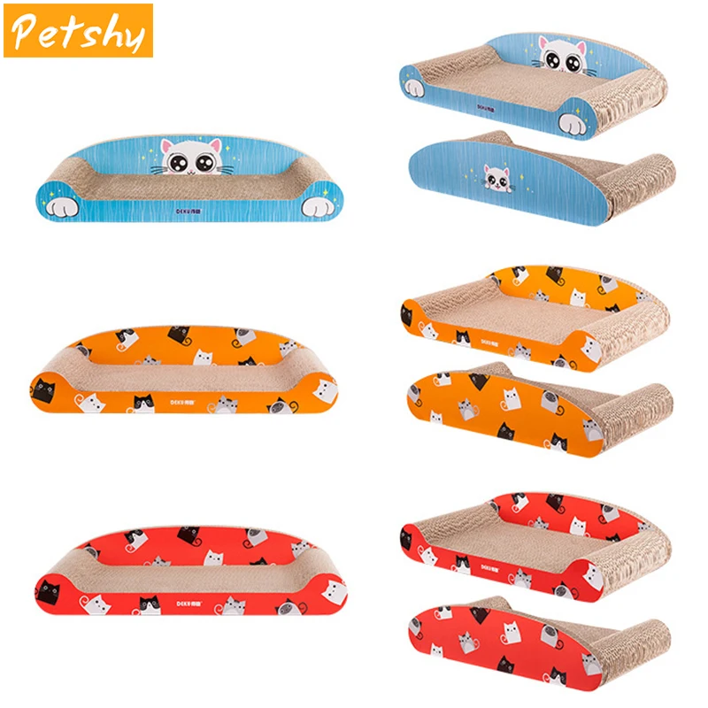 

Petshy Cat Scratch Board Pad with Catnip Pet Corrugated Paper Post Cat Claws Care Toy Multifunction Comfortable Kitten Bed Mat