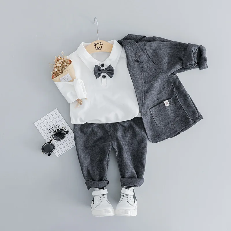 Рубашка+ пальто+ штаны, одежда для мальчиков из 3 предметов, комплекты детской одежды, костюмы для детей, комплект одежды, спортивные костюмы для малышей 1-3 лет