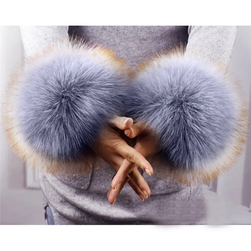 Women Warm Winter Windproof Cuffs Set Bracelet Fur Oversleeve Wristbands guantes eldiven handschoenen 40FE2119