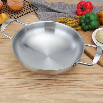 

Stainless Steel Spanish Seafood Paella Pan Tray Double Ear Cheese Pan Korean Fried Chicken Frying Dish ZA6842