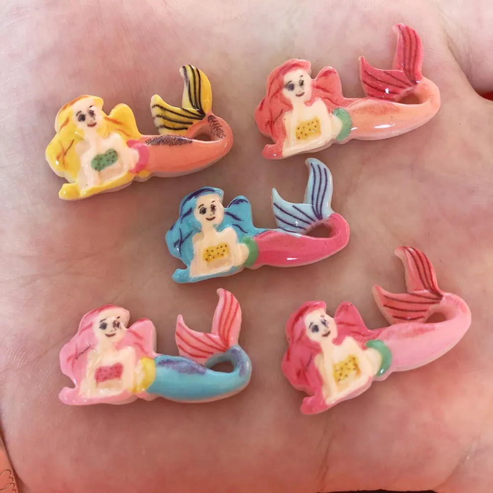 

DIY 10pcs 16mm*27mm Resin Hand Painting Mermaid Flatback Stone/Children Scrapbook Crafts K69