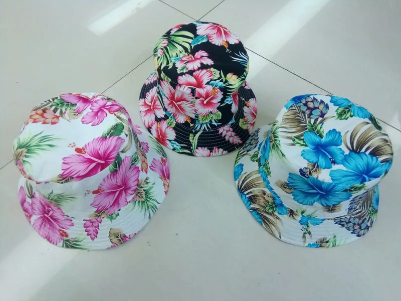 hawaiian floral print bucket hats