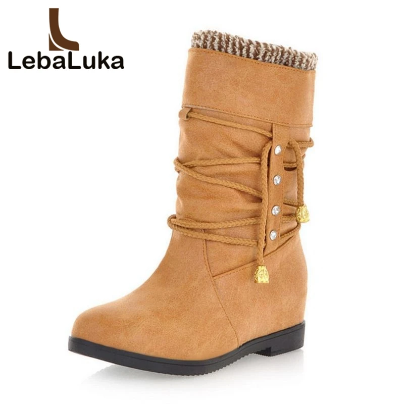 

Tuyoki Women Round Toe Flat Half Short Boot Fashion Snow Warm Stylish Bota Feminina Mid Calf Boots Footwear Shoes Size 34-39