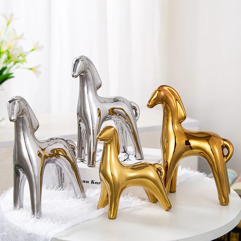

Creative Simple Modern Animal Pony Ceramic Ornaments Home Living Room Model Soft Assembly Decoration Crafts