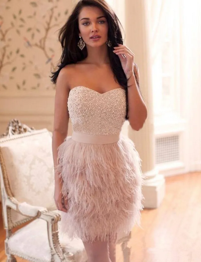 cocktail dresses with feather skirt