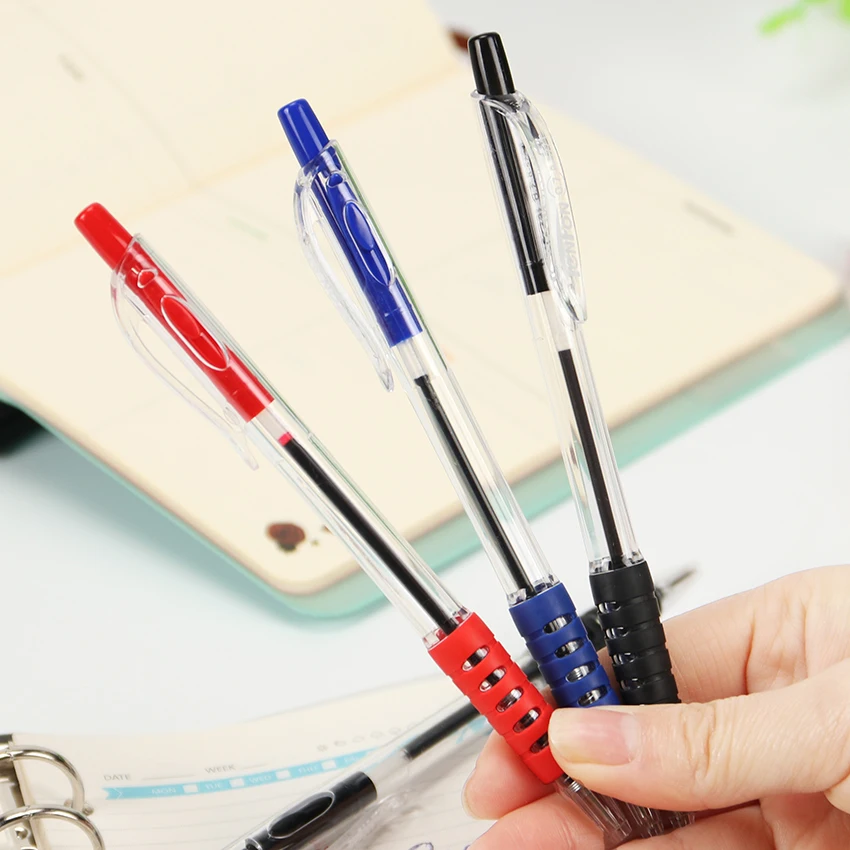 TENFON 1 шт. пластиковая шариковая ручка красного, синего и черного цвета, Шариковая прозрачная Шариковая ручка для обучения офисным канцелярским B-577T