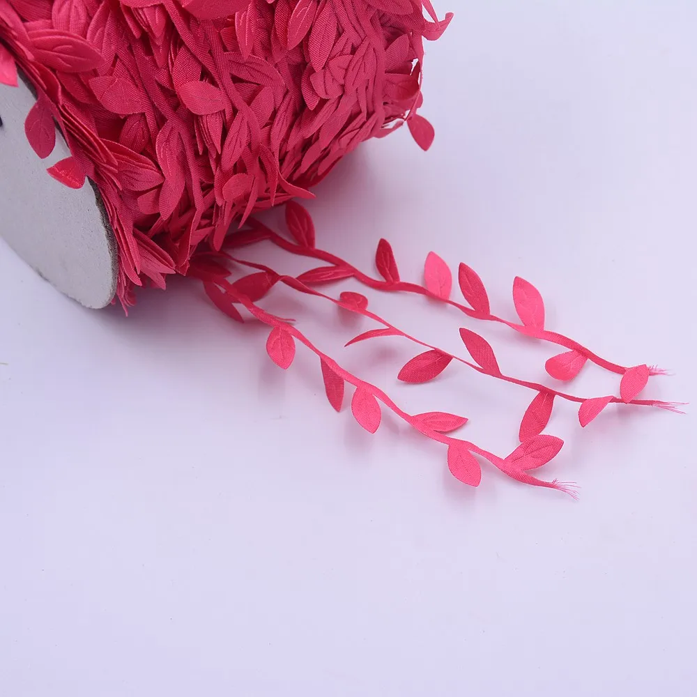 5 метров шелковые листья в форме листа ручной работы искусственные цветы для свадебного украшения DIY ВЕНОК подарок Скрапбукинг Ремесло поддельные цветы - Цвет: rose red