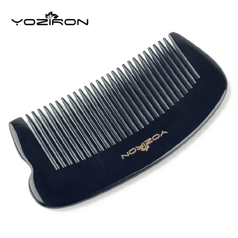 YOZIRON ручной работы черный рог буйвола утолщаются массажирует голову расчески для