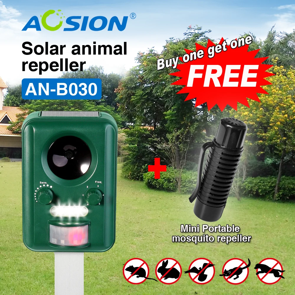 Buy AOSION Solar ultrasonic animal Birds Dogs Cats Repeller Repellent