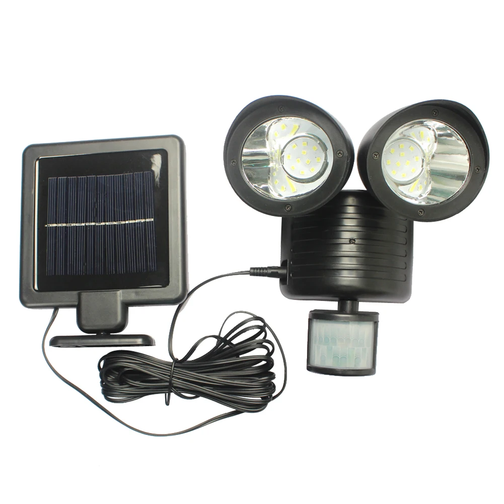 22 светодиодный уличный солнечный светильник с двойным датчиком движения, охранный светильник, водонепроницаемый уличный настенный светильник, настенный светильник для сада и двора