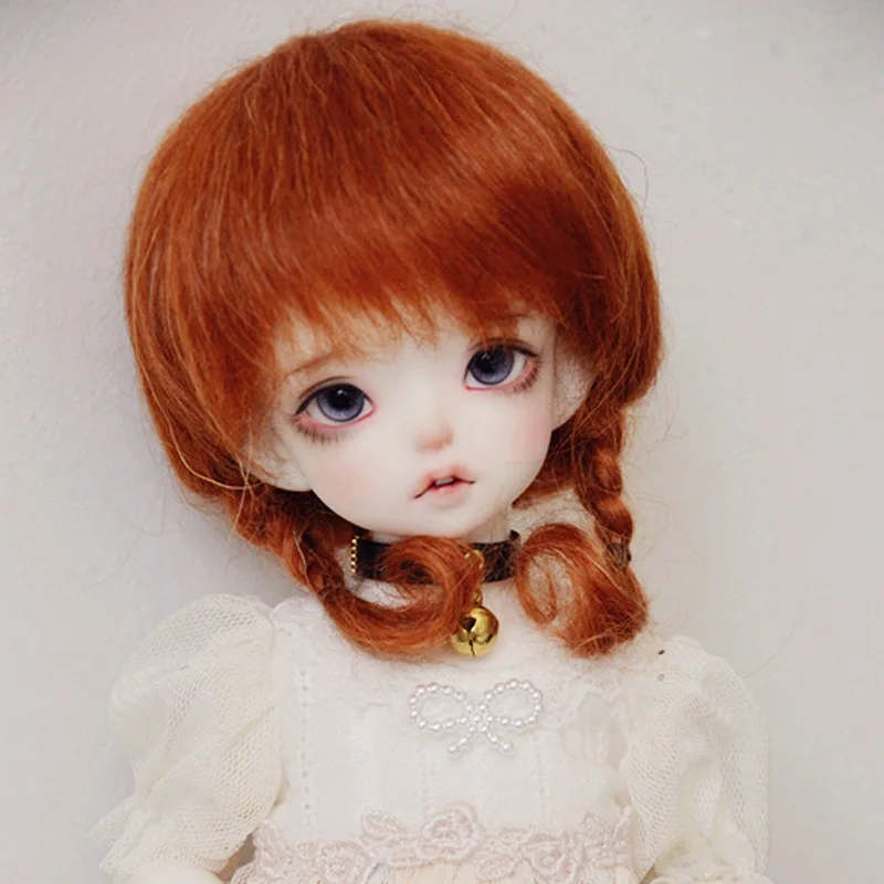 

2018 New Arrival 1/3 1/4 1/6 Bjd SD Doll Wig Cute Style With Two Braid Mohair Wire Doll Wig Hair For Dolls Accessories