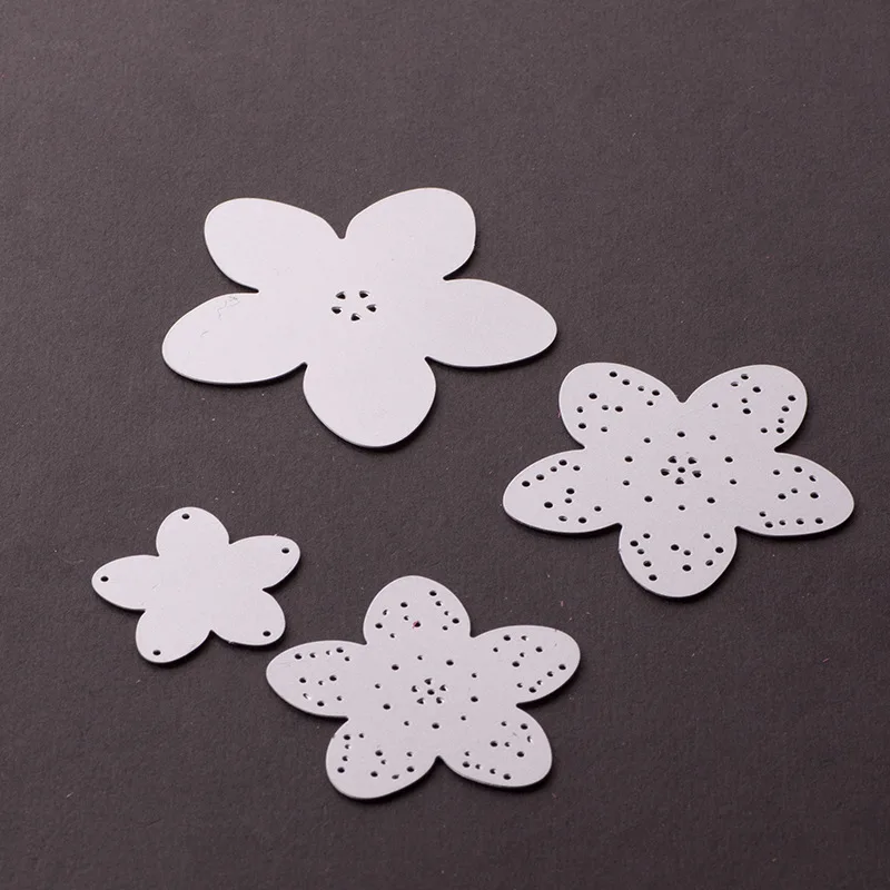 JX-LCLYL 4Pcs Metal Flower Shape Cutting Dies Stencils DIY Scrapbook Art Photo Album Gray