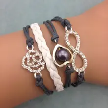 1 шт Бесконечность, пальма и ангор браслет. металлический Шарм, восковой шнур, кожаный браслет 3383