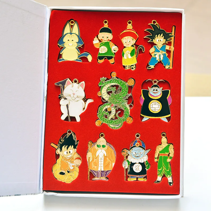 

Dragon Ball Z Action Figures Shenron Goku Master Roshi Pendan Alloys Keychain Set Toys Badge Key Chain Necklace Gift Set