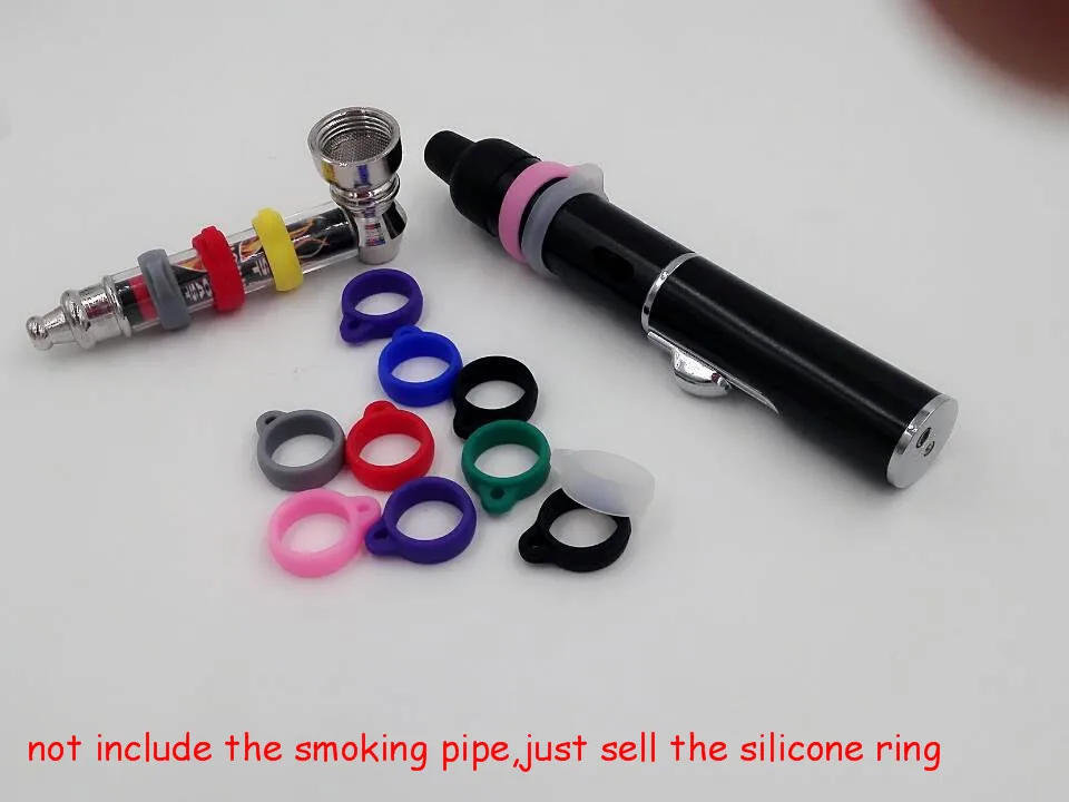 

500 pcs free shipping metal smoking pipe cigarette thin pen pipe 15mm diameter silicone ring carrying key ring for key chain