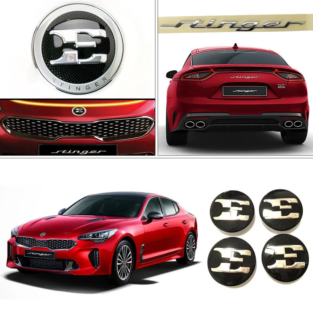 

6 pieces OEM Front Rear Emblem + 18" Center Wheel Cap Set for Kia Stinger 2017-2018 86330J500 52960J5300 86311J500