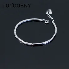 TOYOOSKY 925 пробы серебряный браслет модный стиль простой кристалл браслет ювелирные изделия для женщин Feminino браслеты Mulher ювелирные изделия