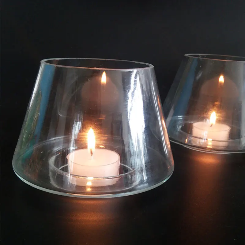 Crystal candle holders desktop decor candlestand glass cover birthday