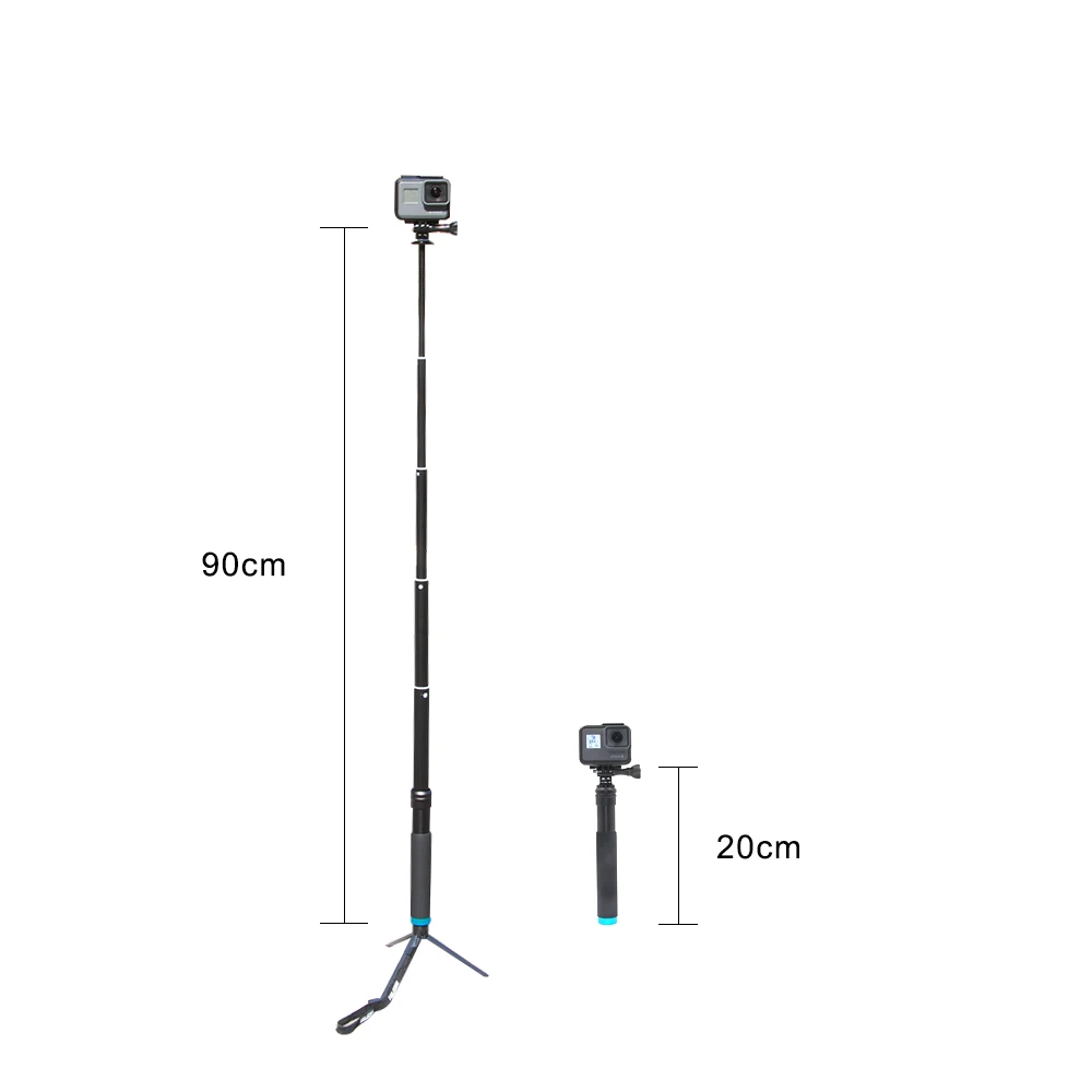 Liga de Alumínio Montagem para Gopro Telesin Selfie Vara Telescópica Handheld Telescópio Pólo Monopé Tripé Xiaoyi Dji Osmo Ação 2 - Image 5