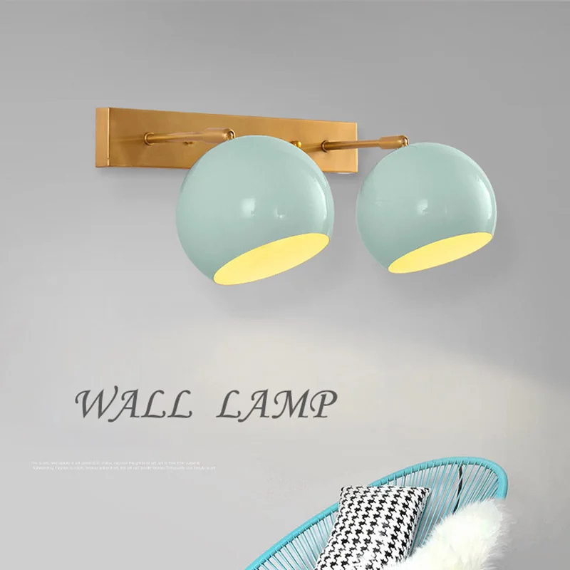 Post Modern Simple Bedroom Bedside Lamp Wall Lamp Mediterranean Sea Aisle Background Wall Creative American Lanterns Blue E27